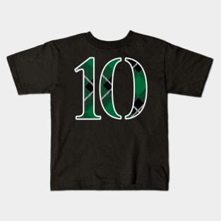 10 Sports Jersey Number Green Black Flannel Kids T-Shirt